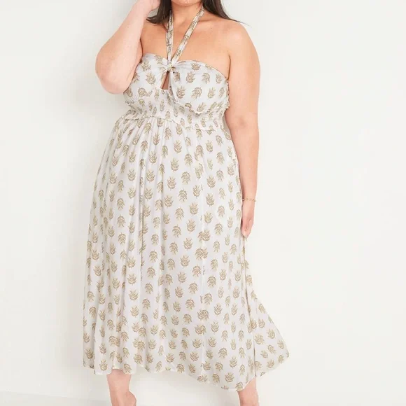 fit & flare smocked dress Kelly green smocked waist fit and flare mini Dress L / Kelly green print / Dress